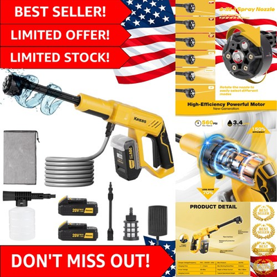 #ad 20V Cordless Pressure Washer Max 560 PSI High Pressure Power Washer Portable ... $91.99