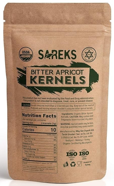 Bitter Apricot Kernels Organic Raw (1 LB) USDA Organic Certified - Turkey