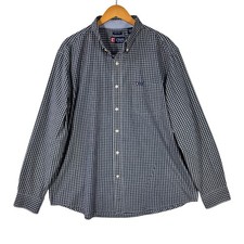 Chaps Men’s Shirt XXL Blue Plaid Button Down Long Sleeve Easy Care Cotton Blend