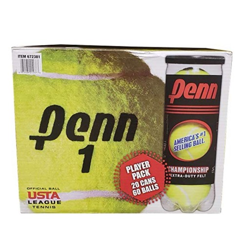 Penn Championship Tennis 60 Balls, 20 Cans Of 3 Balls Regular Duty Felt - Picture 1 of 1