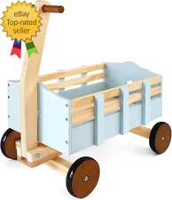 Kids Wagon Toy Wooden Toys Cargo Walker Cart Wagon Stroller Toddler Push & Pull