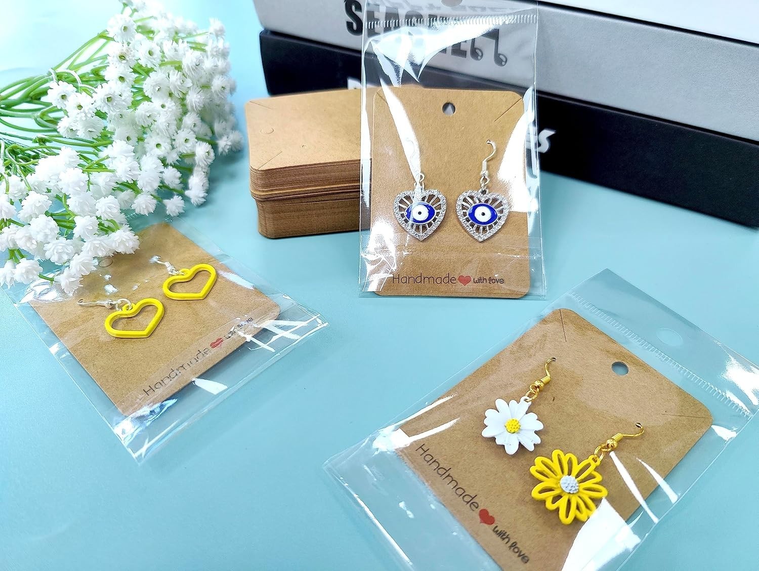 Versatile Earring Cards for Jewelry Display – 100 Pcs with Packaging Bags