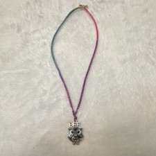 Girls Adjustable Multicolor Cord Owl Pendant Charm Necklace BFF 1990s