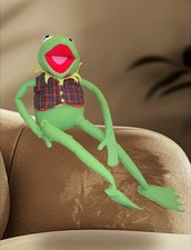 Muppets Kermit the Frog Plush Eden Toys Jim Henson's 24" Plaid Vest Vintage