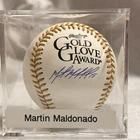 Martin Maldonado Gold Glove Award Signed Baseball (JSA) w/Clear Display Case