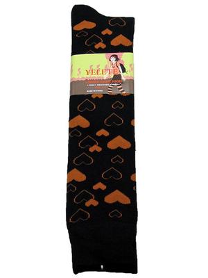 Knee High Socks Cute Orange Hearts Pattern Fancy Designer Socks Women 9-11 