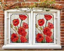 3D Red Flower A478 Window Film Print Sticker Cling Stained Glass UV Zoe