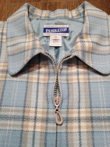 New Pendleton Vintage Blue Plaid Blazer Jacket 100% Wool Women’s Size 12 USA - Picture 3 of 16