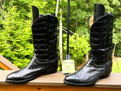 Justin Full Black Alligator Cowboy Boots in Men display picture 2