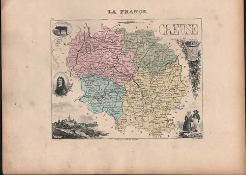 Gravure du XIXe siècle et avant carte géographique