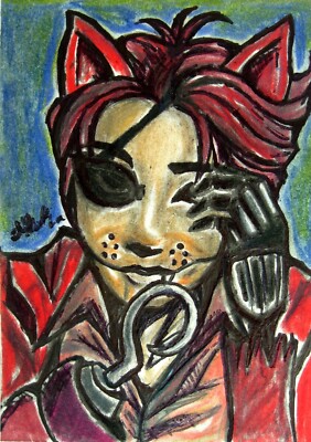 Five Nights at Freddy's FNaF Foxy Chibi Anime Sketch Card Horror Drawing by ACEO