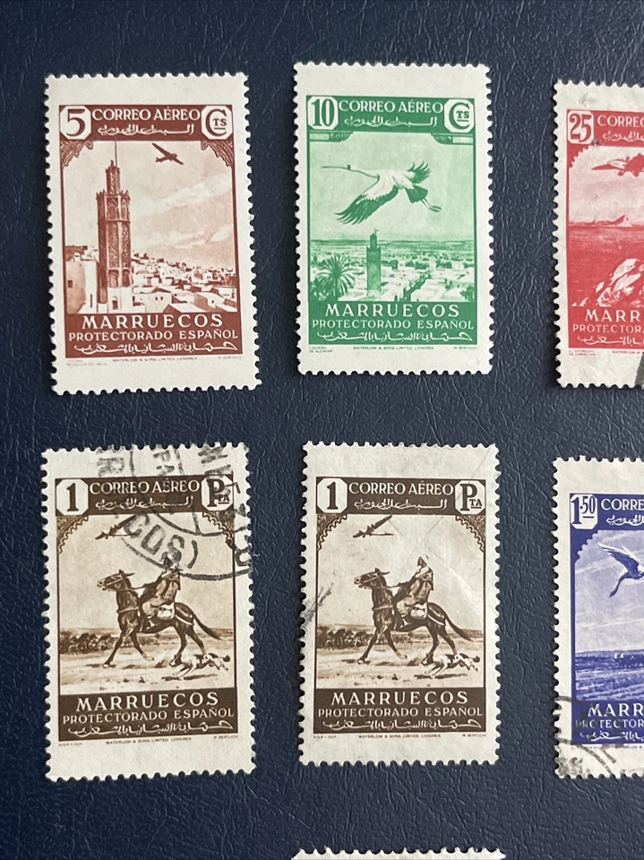SPANISH MARRUECOS 1938-1950 AIRMAIL 13 Stamps(8 MLH,5 Used LH), - Image 2 of 4