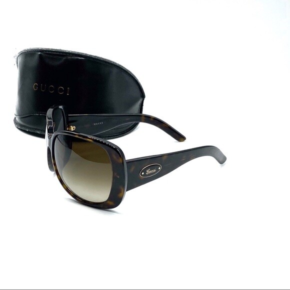 VINTAGE GUCCI Tortoise Shell Sunglasses Acetate & Case No Scratches Authentic