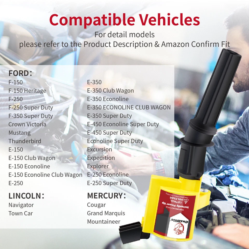 Pacote com 8 bobinas de ignição DG508 para Ford F150 Lincoln 4.6L 5.4L V8 - Imagem 4 de 4