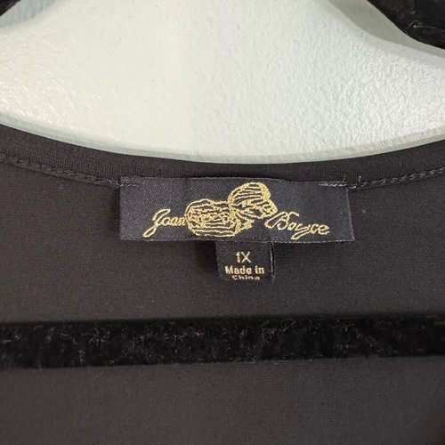 JOAN BOYCE Top Womens 1X Plus Golden Sequins Long Sleeve Embellished Black - Picture 6 of 7