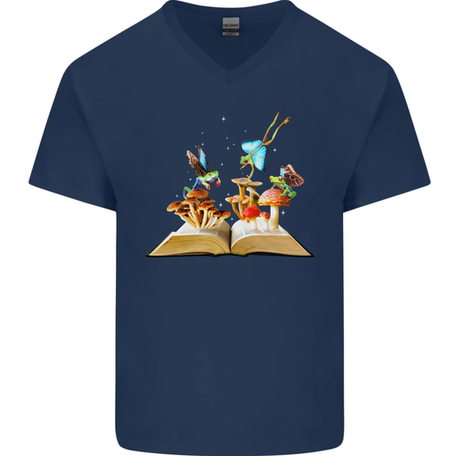 Tripant Nature Livre Magique Champignons Lsd Hommes Col V Coton T-Shirt - Picture 13 of 42