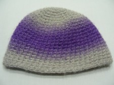 Purple Gray with Silver Metallic Strands - Kids Size Stocking Cap Beanie Hat
