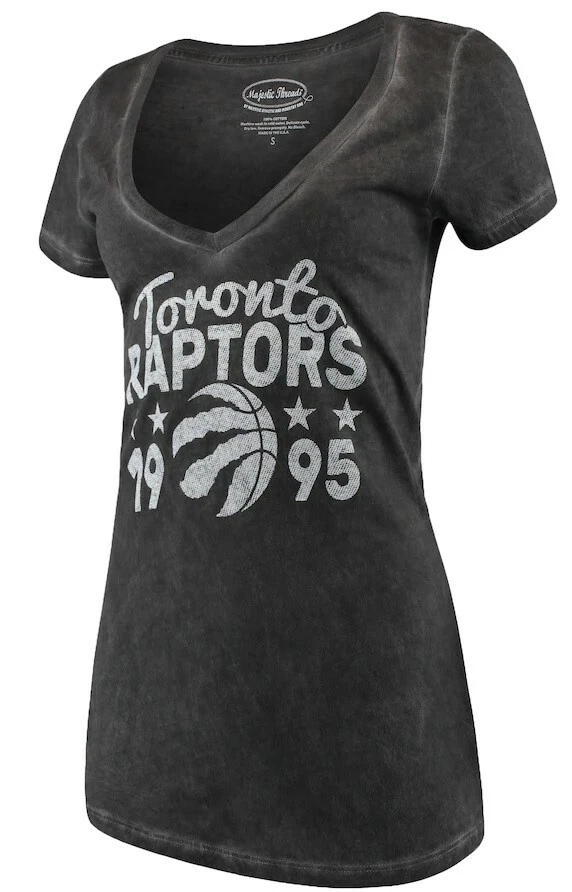 Camiseta negra premium para mujer Toronto Raptors Majestic Threads City Over Pop Lg Foto 2 de 4