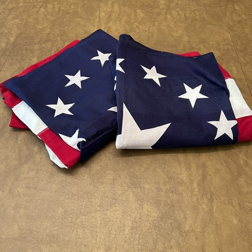 2 Vtg Reliance American Flag Original 13 Stars Strips Banner USA Over 12.5 ft