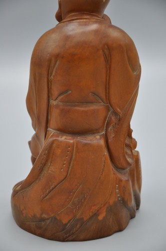 Chinese Boxwood Carving Buddha Lohan Figurine - Picture 9 of 9