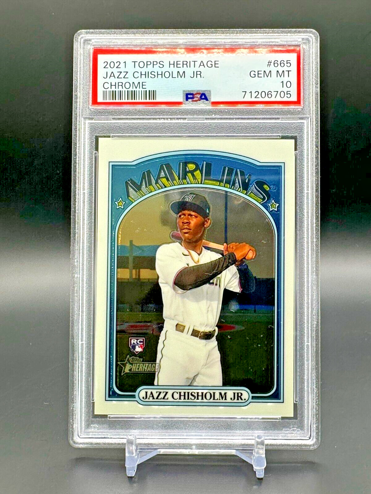 2021 Topps Heritage JAZZ CHISHOLM Chrome #665 /999 PSA 10 RC (Pop 10)