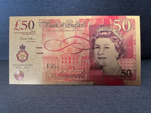 Gold Foil/Souvenir Note - England / GB / UK £50 Queen Elizabeth II - 1926-2022 - Bild 2 von 3
