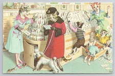 1955-77 Mainzer Cats Postcard Alfred Eugen Hartung Anthropomorphic Card Shop