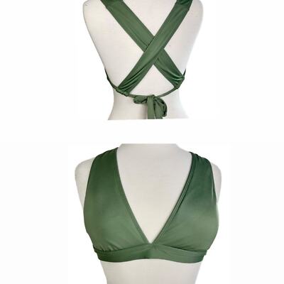 Mossimo Olive Green Bikini Top Criss Cross Swimsuit Bathing Suit Bikini  Size M