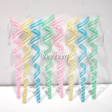 Pastel Spiral Christmas Tree Ornaments Swirl Peppermint Candy Sweets 8 Pc NEW