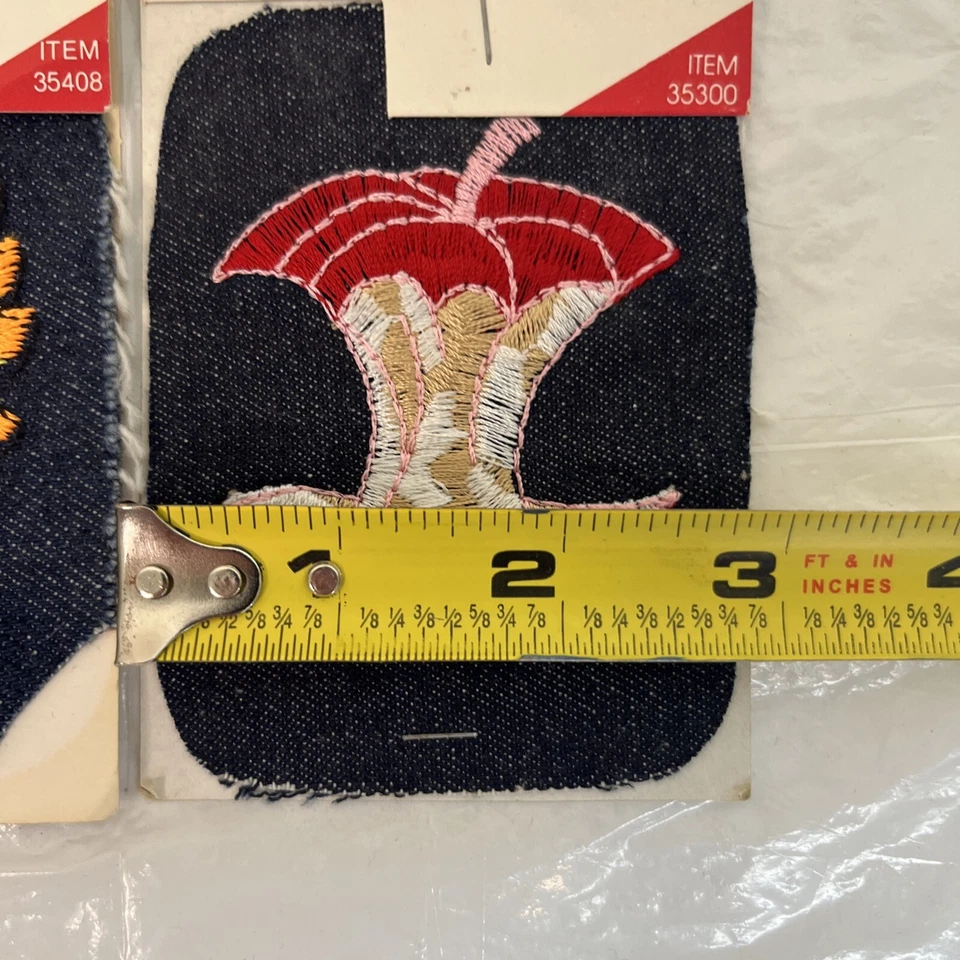 VTG Embroidered Iron-On Patches Lion & Apple on Denim NOS 3” x 4” Singer - Image 3 of 4
