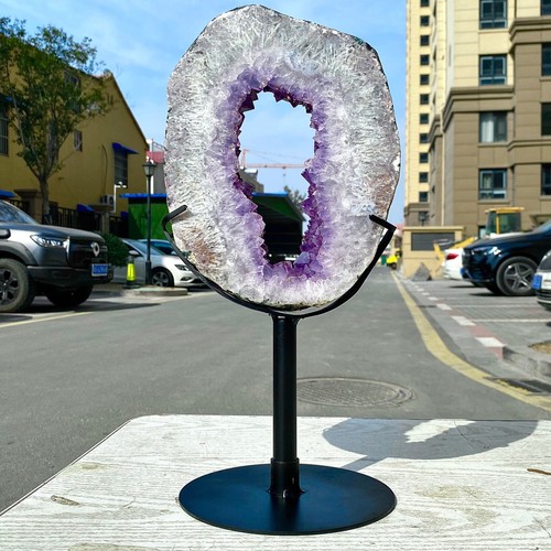 8.6LB Natural Amethyst Cave Crystal Slice Crescent shaped Hand Cut Repai - 第 16/19 張圖片