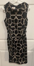 Talbots Black Tan Cotton Silk Blend Sleeveless Dress 10 Cowl Neck Classic Office