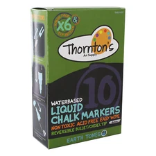 Thornton's Art Supply Liquid Chalk Markers Reversible Tips, Earth Tone, 10 Pack
