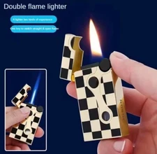 Jobon Dual Flame Metal Windproof Jet Torch Turbo Butane Gas Cigarette Lighter