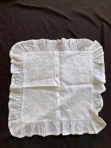 Throw Pillow Cover Linen White FORGET ME NOT Embroidered Lace Button - 第 6/7 張圖片