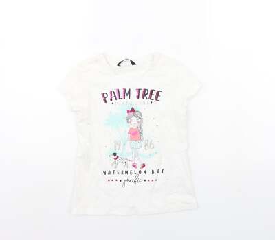 George Mädchen weißes Polyestermischung T-Shirt Größe 6 Jahre - Palme