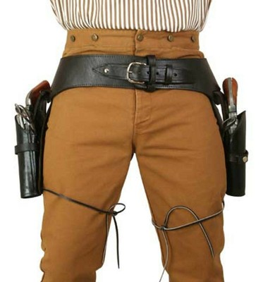 (.38/.357 Cal) Western Gun Belt and Holster - Double Draw (Barrel) - Plain USA