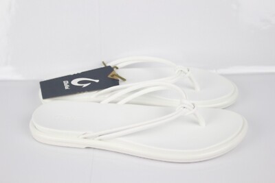 Olukai Women's AKA Flip Flop Sandals 2 Strap White White Cushioned