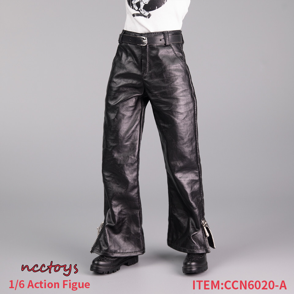 1/6 Flared Zipper Leather Pants trousers Fit 12'' Male Action