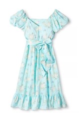 Loveshackfancy X Target Blue Floral Puff Sleeve Dress -Missing Waist -Tie Size 6