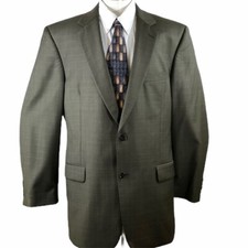 Jos A Bank 44 LG Suit Jacket Signature Collection Green plaid single vent Wool