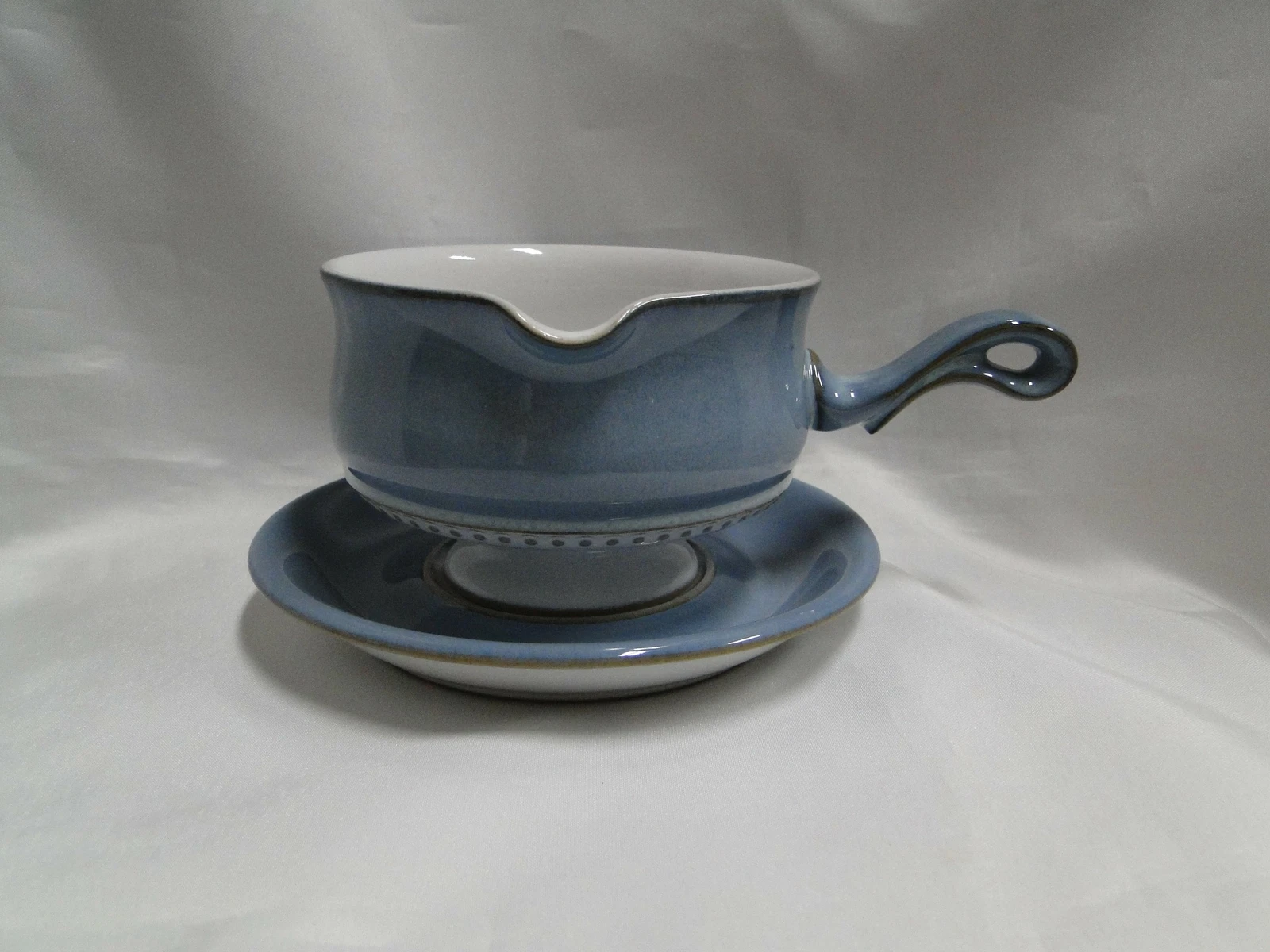 Denby Castile Blue Band Gravy Boat & Separate Underplate - Thumbnail 2