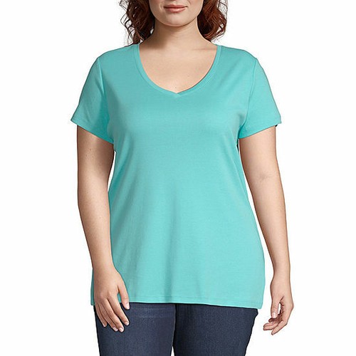 Short Sleeve V-Neck T-Shirt in Aqua | eBay