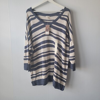 sonoma sweater womens size 2X 3/4 sleeve v-neck striped