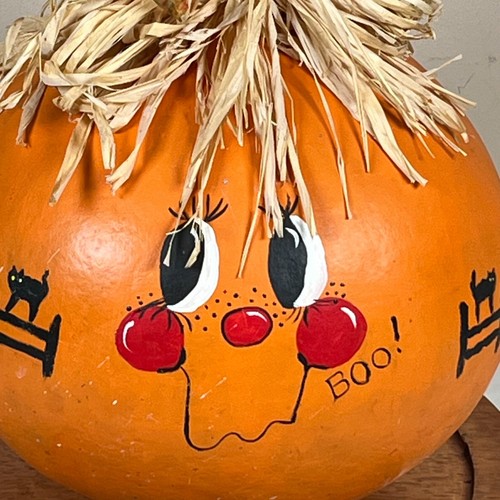 Halloween Jack O Linterna Calabaza Pintada a Mano Calabaza Arte Popular Otoño Acción de Gracias - Imagen 2 de 7
