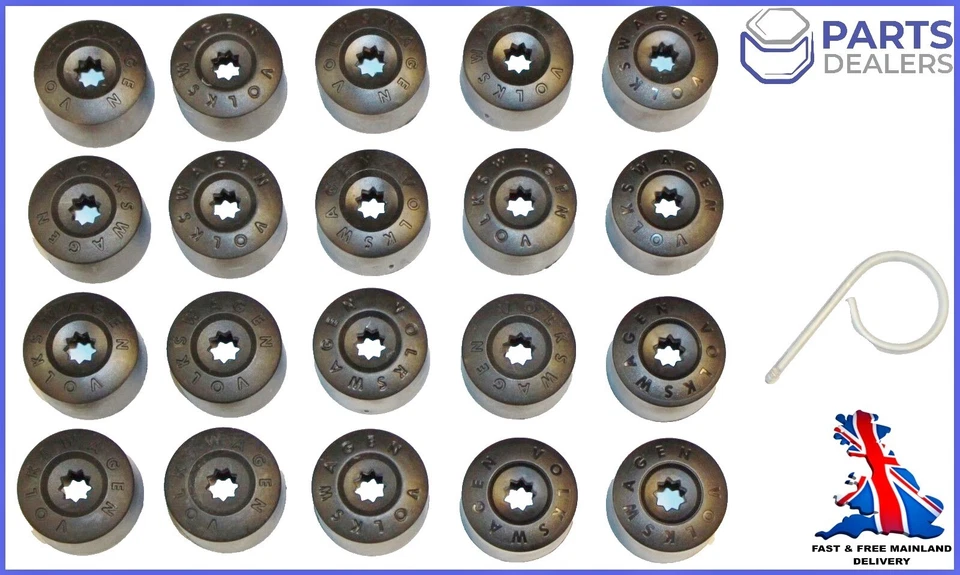 GENUINE VW WHEEL NUT BOLT COVERS CAPS PLASTIC GOLF ID TIGUAN TOOL x20 17mm NEW - Image 2 of 4