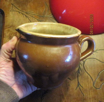 Alter rustikaler Krug Krug Sahnestein Milch Wasserkrug Innen lackiert
