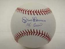 DON LARSEN & YOGI BERRA DUAL SIGNED BASEBALL BECKETT BAS CERTIFIED AUTOGRAPH