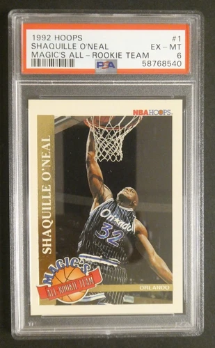 1992 NBA Hoops Magic's All Rookie Team Shaquille O'Neal #1 PSA 6 EX-MT