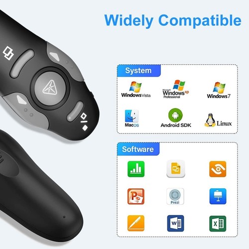 Wireless Presenter Remote with Laser Pointer USB Control for PPT, Google Slid - Picture 2 of 12